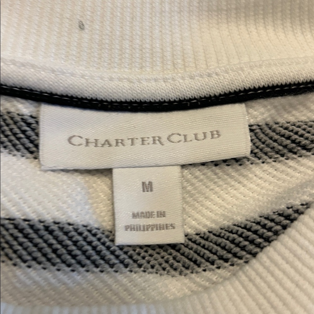 Charter Club Black and White Striped Sweater - Picture 2 of 4